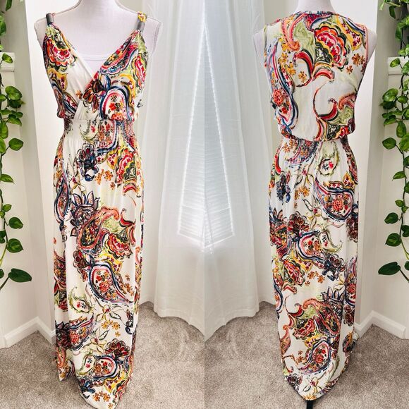 Venus Dresses & Skirts - Venus Lascana Floral Paisley Long Grecian Style Stretchy Comfy Maxi Dress Sz XL